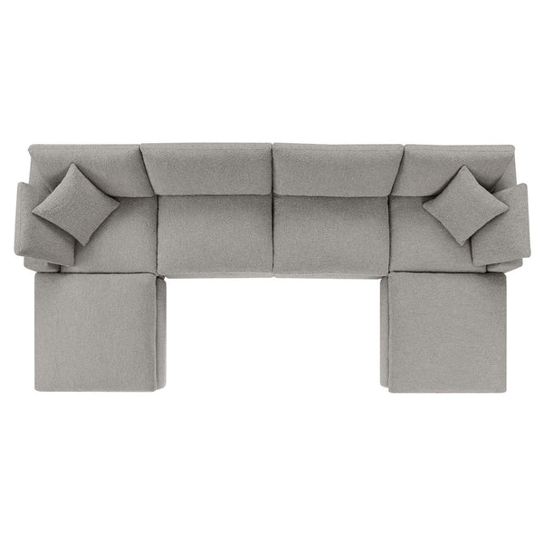 Modway Furniture Commix 6-Piece Down Filled Overstuffed Boucle Sectional Sofa – Luxurious Comfort for Modern Living Light Gray EEI-6366-LGR