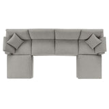 Modway Furniture Commix Down Filled Overstuffed Boucle 6-Piece Sectional Sofa Light Gray 80 x 160 x 20