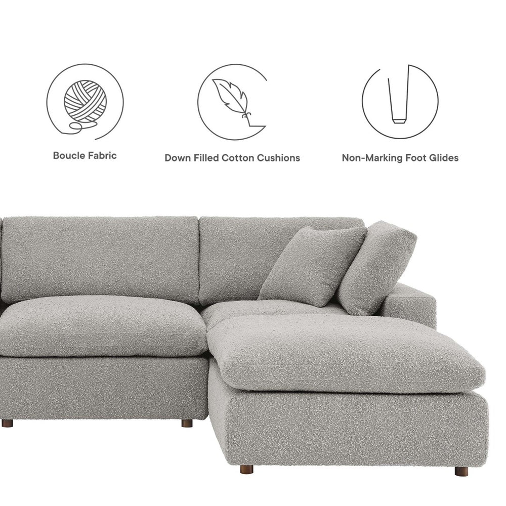Modway Furniture Commix 6-Piece Down Filled Overstuffed Boucle Sectional Sofa – Luxurious Comfort for Modern Living Light Gray EEI-6366-LGR