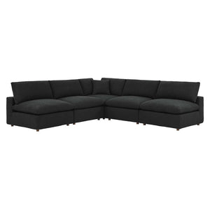 Modway Furniture Commix 5-Piece Down-Filled Sectional Sofa with Soft Boucle Upholstery for Luxurious Comfort Black EEI-6367-BLK