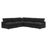 Modway Furniture Commix Down Filled Overstuffed Boucle Fabric 5-Piece Sectional Sofa Black 40 x 119 x 20