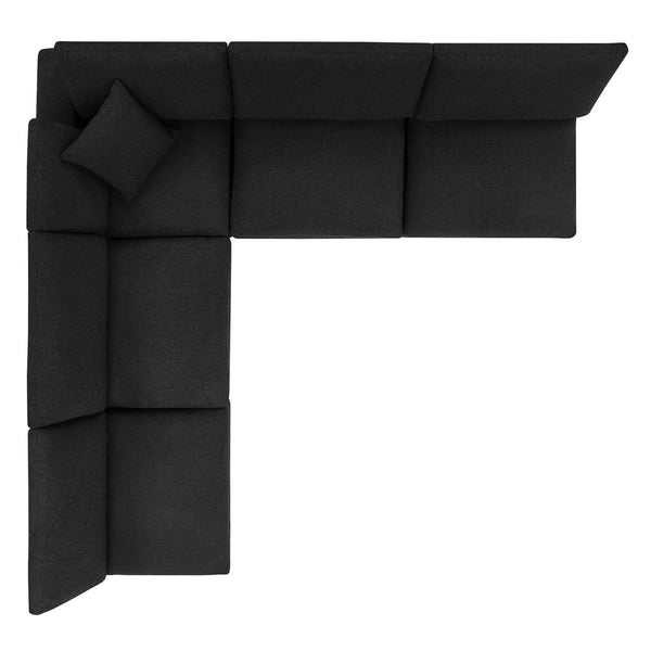 Modway Furniture Commix 5-Piece Down-Filled Sectional Sofa with Soft Boucle Upholstery for Luxurious Comfort Black EEI-6367-BLK