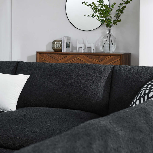 Modway Furniture Commix 5-Piece Down-Filled Sectional Sofa with Soft Boucle Upholstery for Luxurious Comfort Black EEI-6367-BLK