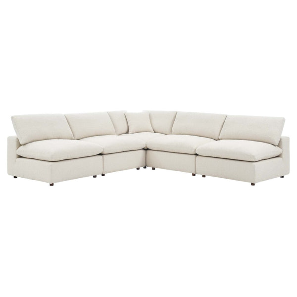 Modway Furniture Commix 5-Piece Down-Filled Sectional Sofa with Soft Boucle Upholstery for Luxurious Comfort Ivory EEI-6367-IVO
