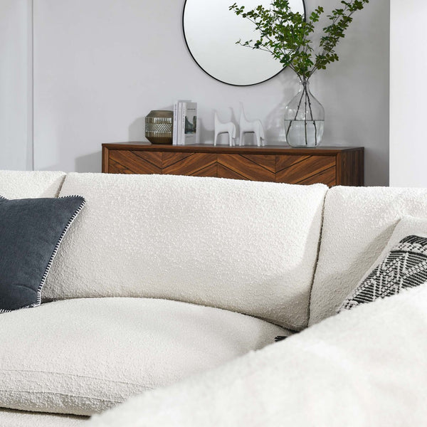 Modway Furniture Commix 5-Piece Down-Filled Sectional Sofa with Soft Boucle Upholstery for Luxurious Comfort Ivory EEI-6367-IVO