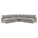 Modway Furniture Commix Down Filled Overstuffed Boucle Fabric 5-Piece Sectional Sofa Light Gray 40 x 119 x 20