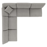 Modway Furniture Commix Down Filled Overstuffed Boucle Fabric 5-Piece Sectional Sofa Light Gray 40 x 119 x 20