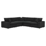 Modway Furniture Commix Down Filled Overstuffed Boucle 5-Piece Sectional Sofa Black 40 x 120 x 20