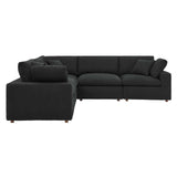 Modway Furniture Commix Down Filled Overstuffed Boucle 5-Piece Sectional Sofa Black 40 x 120 x 20