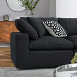 Modway Furniture Commix Down Filled Overstuffed Boucle 5-Piece Sectional Sofa Black 40 x 120 x 20