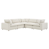 Modway Furniture Commix Down Filled Overstuffed Boucle 5-Piece Sectional Sofa Ivory 40 x 120 x 20