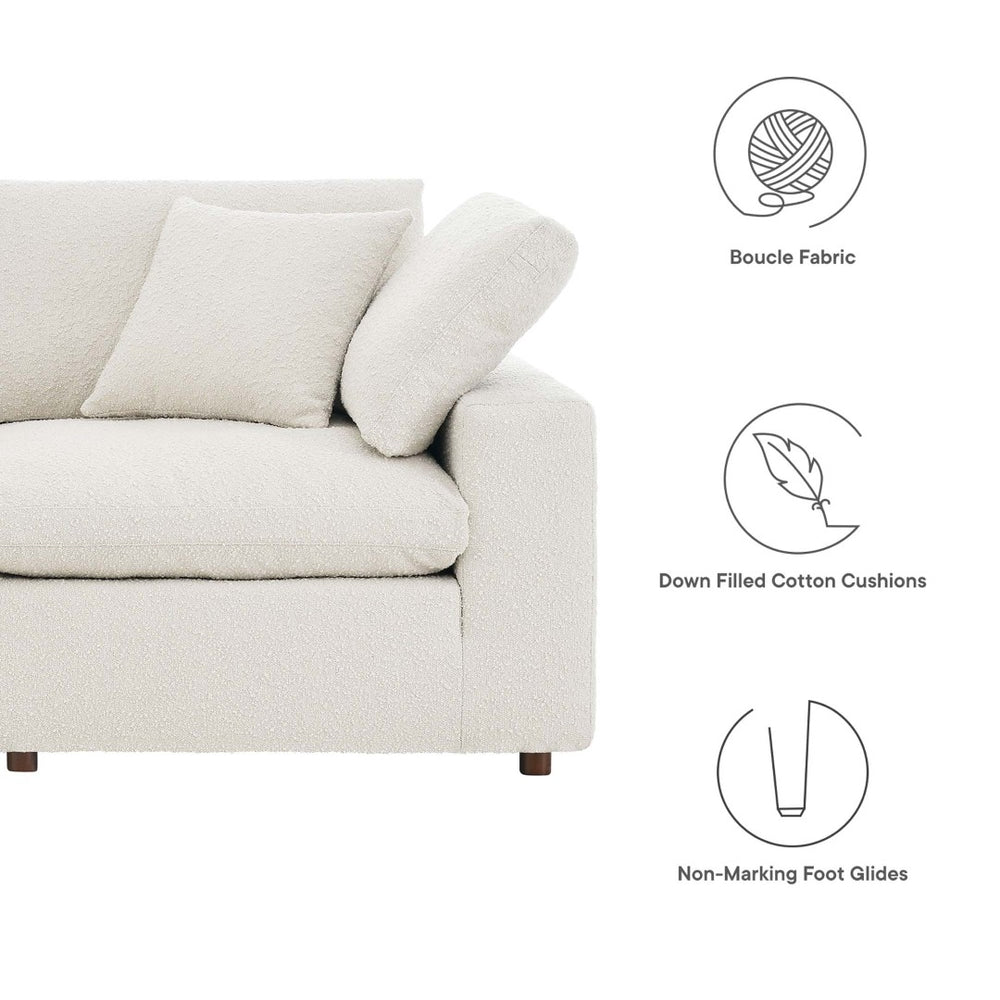 Modway Furniture Commix 5-Piece Overstuffed Down-Filled Boucle Sectional Sofa for Modern Living Room Comfort Ivory EEI-6368-IVO