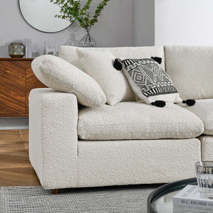Modway Furniture Commix 5-Piece Overstuffed Down-Filled Boucle Sectional Sofa for Modern Living Room Comfort Ivory EEI-6368-IVO