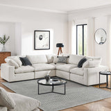 Modway Furniture Commix Down Filled Overstuffed Boucle 5-Piece Sectional Sofa Ivory 40 x 120 x 20