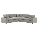 Modway Furniture Commix Down Filled Overstuffed Boucle 5-Piece Sectional Sofa Light Gray 40 x 120 x 20