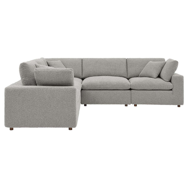 Modway Furniture Commix 5-Piece Overstuffed Down-Filled Boucle Sectional Sofa for Modern Living Room Comfort Light Gray EEI-6368-LGR