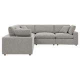 Modway Furniture Commix Down Filled Overstuffed Boucle 5-Piece Sectional Sofa Light Gray 40 x 120 x 20