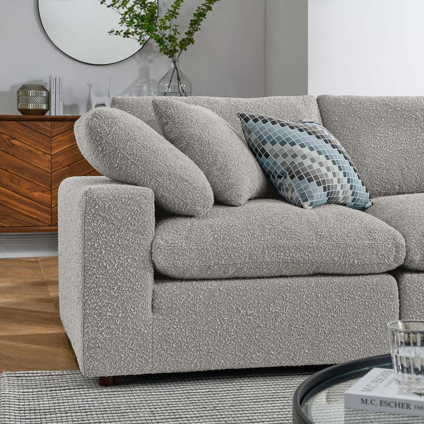 Modway Furniture Commix 5-Piece Overstuffed Down-Filled Boucle Sectional Sofa for Modern Living Room Comfort Light Gray EEI-6368-LGR