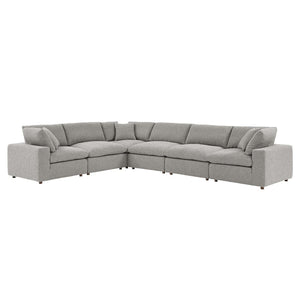 Modway Furniture Commix 6-Piece Overstuffed Boucle Fabric Sectional Sofa - Stylish Comfort for Modern Living Spaces Light Gray EEI-6369-LGR