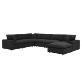 Modway Furniture Commix Down Filled Overstuffed Boucle 7-Piece Sectional Sofa Black 40 x 159 x 20