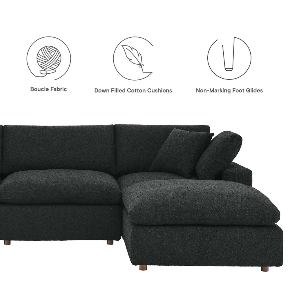 Modway Furniture Commix 7-Piece Overstuffed Boucle Sectional Sofa - Luxurious Comfort for Modern Living Spaces Black EEI-6370-BLK