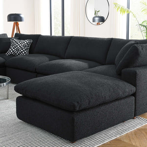 Modway Furniture Commix 7-Piece Overstuffed Boucle Sectional Sofa - Luxurious Comfort for Modern Living Spaces Black EEI-6370-BLK