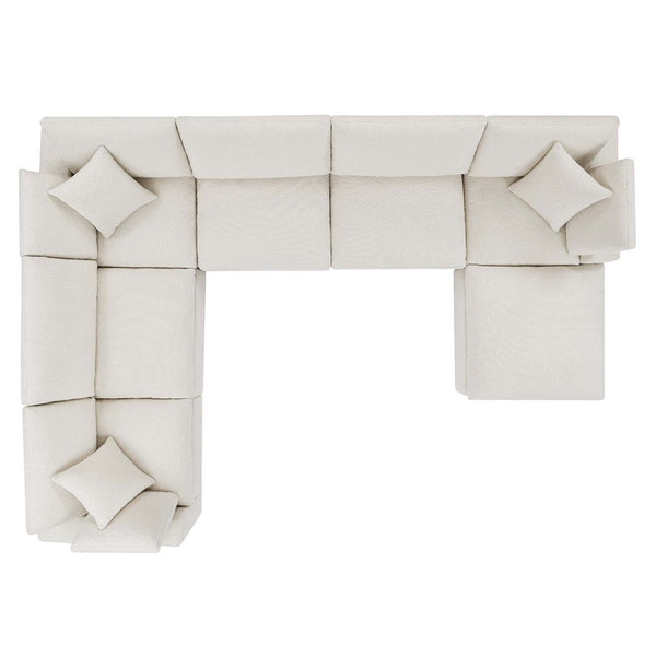 Modway Furniture Commix 7-Piece Overstuffed Boucle Sectional Sofa - Luxurious Comfort for Modern Living Spaces Ivory EEI-6370-IVO