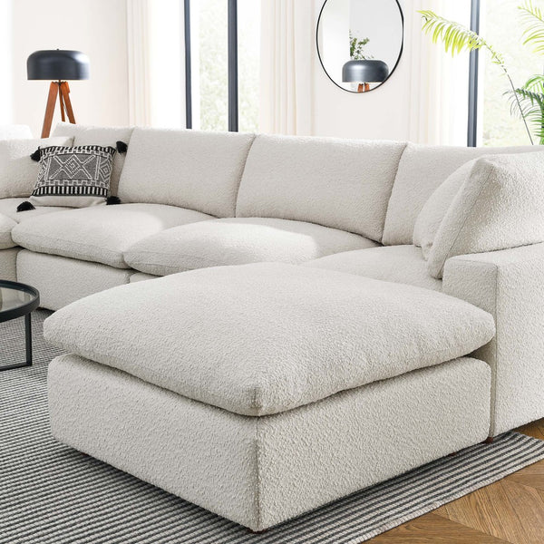 Modway Furniture Commix 7-Piece Overstuffed Boucle Sectional Sofa - Luxurious Comfort for Modern Living Spaces Ivory EEI-6370-IVO
