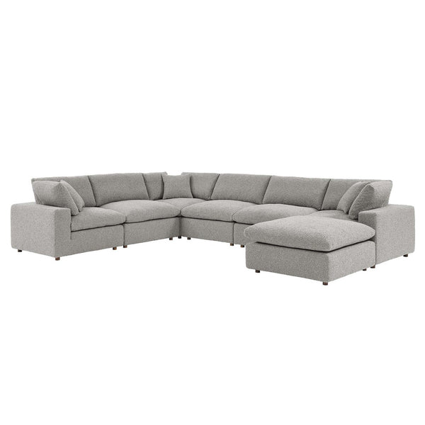 Modway Furniture Commix 7-Piece Overstuffed Boucle Sectional Sofa - Luxurious Comfort for Modern Living Spaces Light Gray EEI-6370-LGR