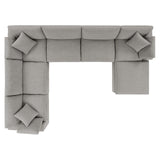 Modway Furniture Commix Down Filled Overstuffed Boucle 7-Piece Sectional Sofa Light Gray 40 x 159 x 20