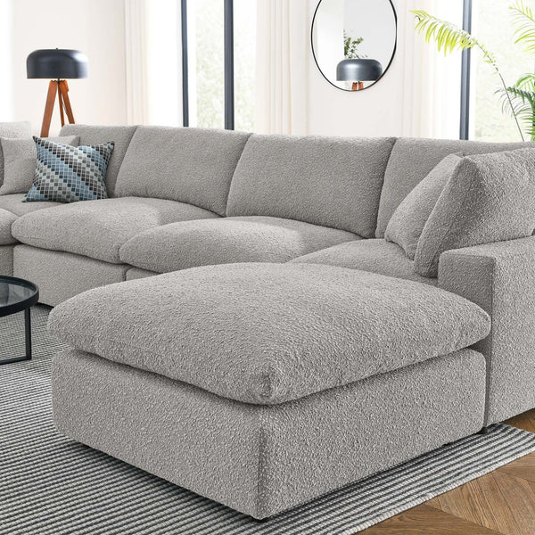 Modway Furniture Commix 7-Piece Overstuffed Boucle Sectional Sofa - Luxurious Comfort for Modern Living Spaces Light Gray EEI-6370-LGR