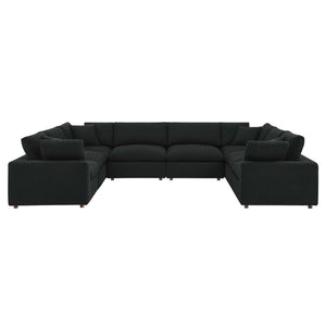 Modway Furniture Commix 8-Piece Down Filled Overstuffed Boucle Fabric Sectional Sofa for Ultimate Comfort and Style Black EEI-6371-BLK