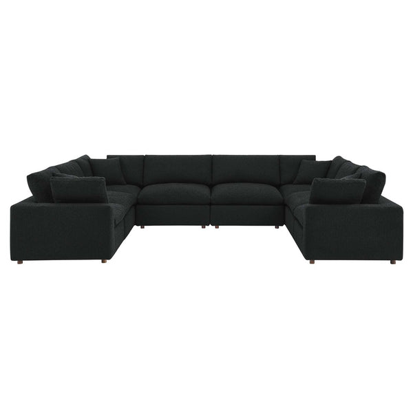 Modway Furniture Commix 8-Piece Down Filled Overstuffed Boucle Fabric Sectional Sofa for Ultimate Comfort and Style Black EEI-6371-BLK