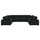 Modway Furniture Commix Down Filled Overstuffed Boucle Fabric 8-Piece Sectional Sofa Black 40 x 159 x 20