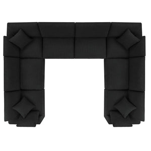 Modway Furniture Commix 8-Piece Down Filled Overstuffed Boucle Fabric Sectional Sofa for Ultimate Comfort and Style Black EEI-6371-BLK