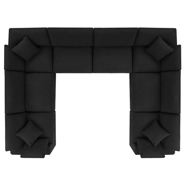 Modway Furniture Commix 8-Piece Down Filled Overstuffed Boucle Fabric Sectional Sofa for Ultimate Comfort and Style Black EEI-6371-BLK