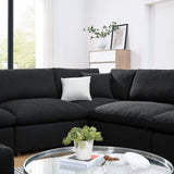 Modway Furniture Commix Down Filled Overstuffed Boucle Fabric 8-Piece Sectional Sofa Black 40 x 159 x 20