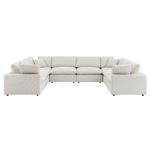 Modway Furniture Commix 8-Piece Down Filled Overstuffed Boucle Fabric Sectional Sofa for Ultimate Comfort and Style Ivory EEI-6371-IVO