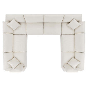 Modway Furniture Commix 8-Piece Down Filled Overstuffed Boucle Fabric Sectional Sofa for Ultimate Comfort and Style Ivory EEI-6371-IVO