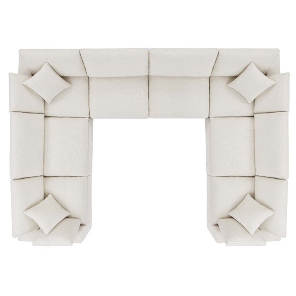 Modway Furniture Commix 8-Piece Down Filled Overstuffed Boucle Fabric Sectional Sofa for Ultimate Comfort and Style Ivory EEI-6371-IVO