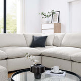 Modway Furniture Commix Down Filled Overstuffed Boucle Fabric 8-Piece Sectional Sofa Ivory 40 x 159 x 20