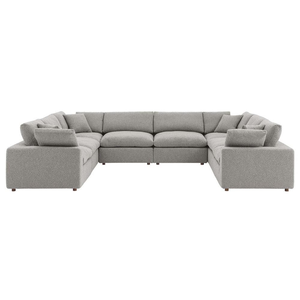 Modway Furniture Commix 8-Piece Down Filled Overstuffed Boucle Fabric Sectional Sofa for Ultimate Comfort and Style Light Gray EEI-6371-LGR