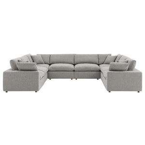 Modway Furniture Commix 8-Piece Down Filled Overstuffed Boucle Fabric Sectional Sofa for Ultimate Comfort and Style Light Gray EEI-6371-LGR