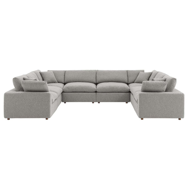 Modway Furniture Commix 8-Piece Down Filled Overstuffed Boucle Fabric Sectional Sofa for Ultimate Comfort and Style Light Gray EEI-6371-LGR