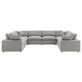 Modway Furniture Commix Down Filled Overstuffed Boucle Fabric 8-Piece Sectional Sofa Light Gray 40 x 159 x 20