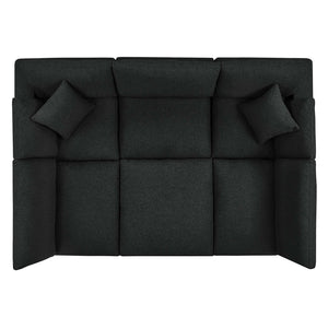 Modway Furniture Commix 6-Piece Overstuffed Boucle Fabric Sectional Sofa – Luxurious Comfort for Modern Living Spaces Black EEI-6372-BLK