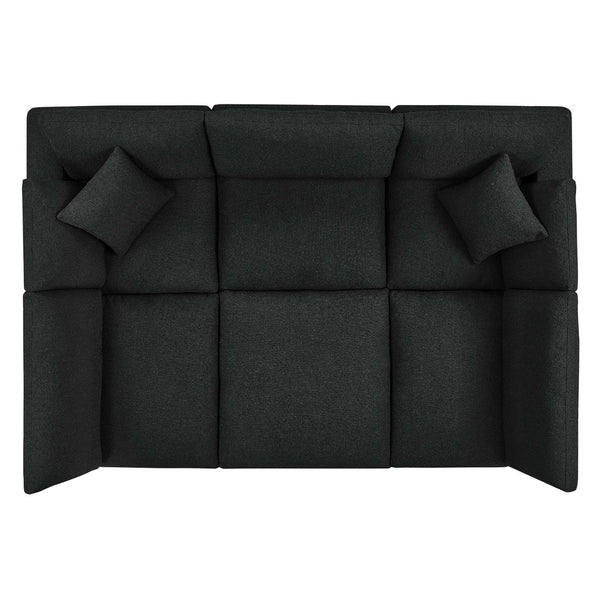 Modway Furniture Commix 6-Piece Overstuffed Boucle Fabric Sectional Sofa – Luxurious Comfort for Modern Living Spaces Black EEI-6372-BLK