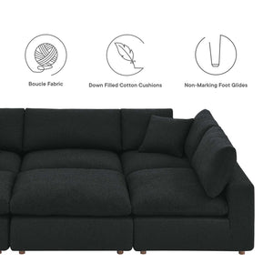 Modway Furniture Commix 6-Piece Overstuffed Boucle Fabric Sectional Sofa – Luxurious Comfort for Modern Living Spaces Black EEI-6372-BLK
