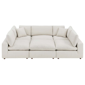 Modway Furniture Commix 6-Piece Overstuffed Boucle Fabric Sectional Sofa – Luxurious Comfort for Modern Living Spaces Ivory EEI-6372-IVO