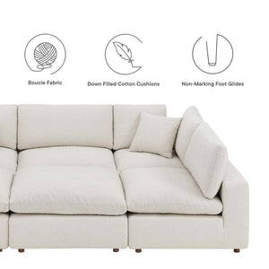 Modway Furniture Commix 6-Piece Overstuffed Boucle Fabric Sectional Sofa – Luxurious Comfort for Modern Living Spaces Ivory EEI-6372-IVO